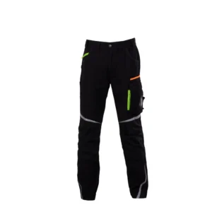 Crne radne pantalone sa dzepovima sa reflektujucim detaljima