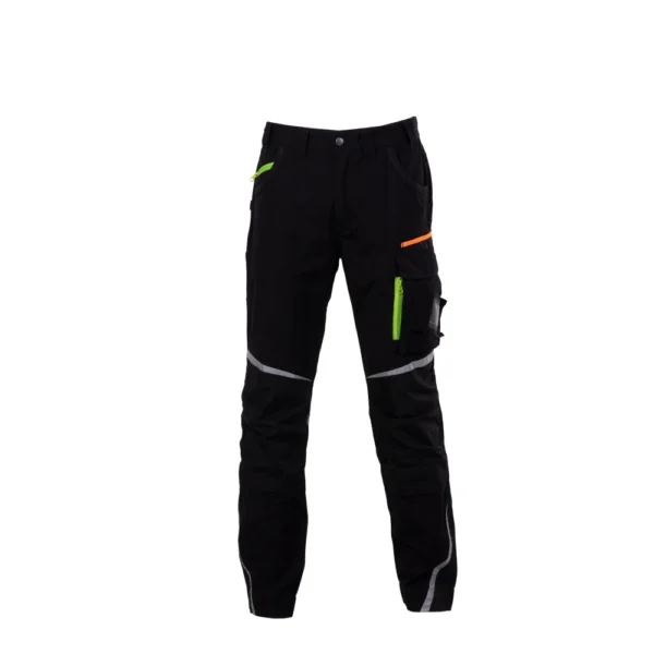Crne radne pantalone sa dzepovima sa reflektujucim detaljima